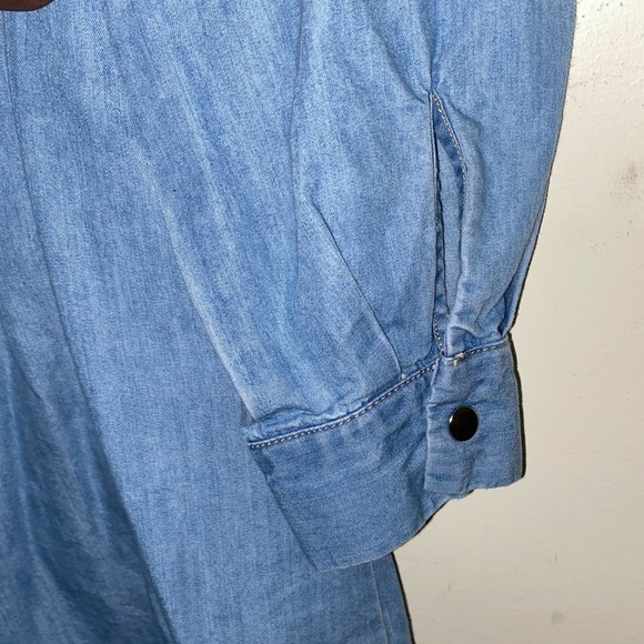 Faux Jean Long Sleeve with Metal Buttons, Pockets - Picture 5 of 6